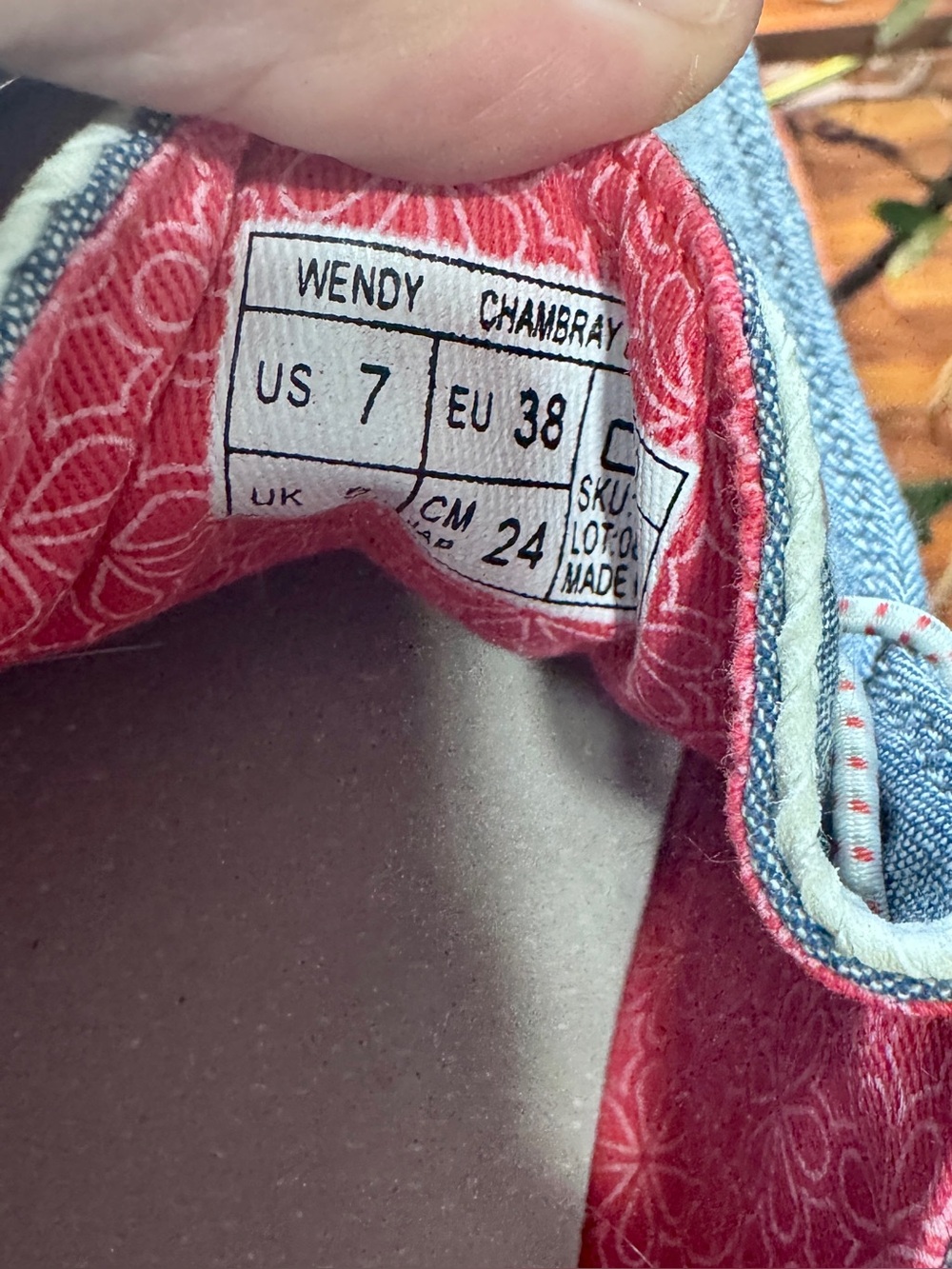 Hey Dude Women’s Slip-On Shoes in Denim Blue with Pink Trim - Picture 6 of 6